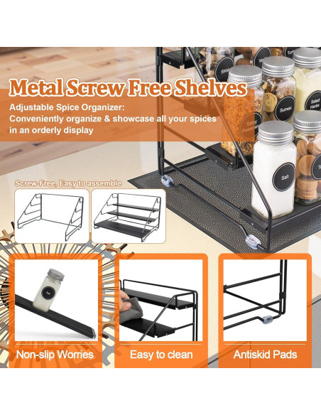 Organizador de Especias 4 Niveles AVMDOM Ajustable Negro