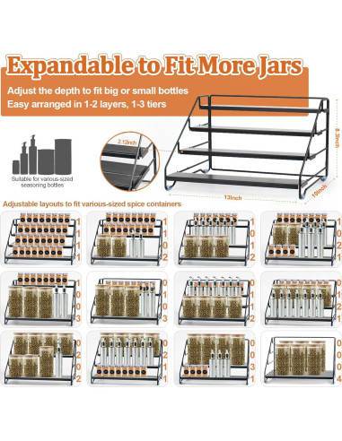 Organizador de Especias 4 Niveles AVMDOM Ajustable Negro