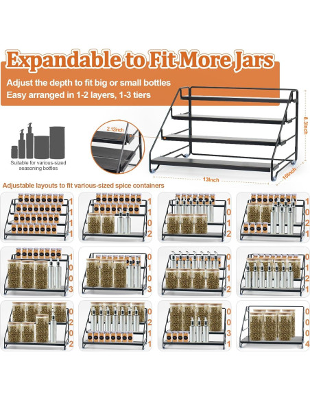 Organizador de Especias 4 Niveles AVMDOM Ajustable Negro