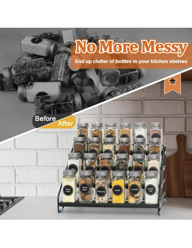 Organizador de Especias 4 Niveles AVMDOM Ajustable Negro