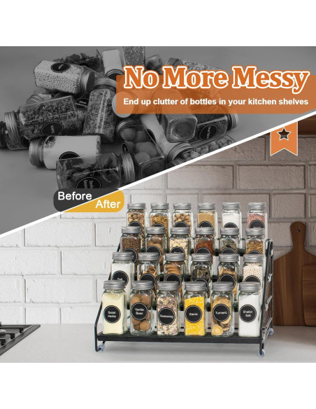 Organizador de Especias 4 Niveles AVMDOM Ajustable Negro