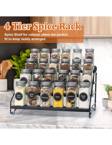 Organizador de Especias 4 Niveles AVMDOM Ajustable Negro