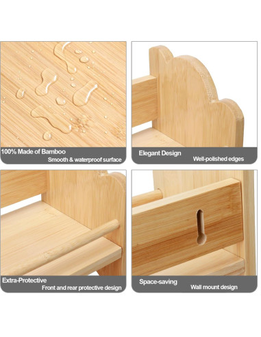 Estante de Especias Thalomely de 3 Niveles en Bambú Natural