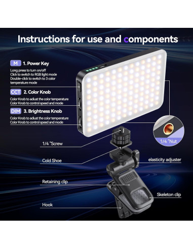 Clip de Luz LED Portátil BAOYER BX-ZBD10S RGB 10 Modos