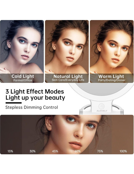 Espejo de Aumento Alovely LED 1X/10X con Luz Regulable