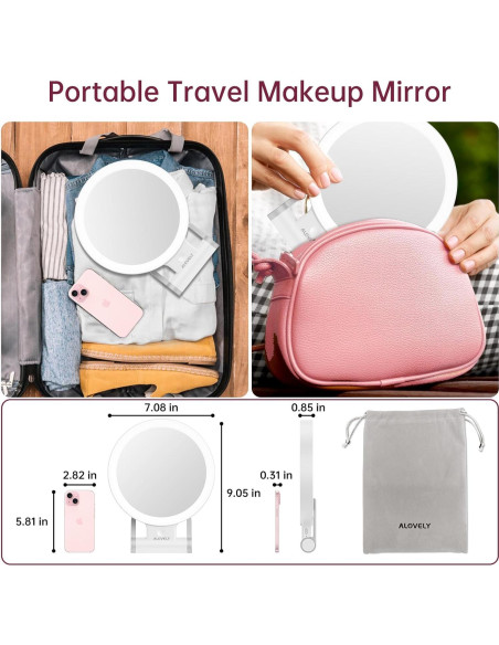 Espejo de Aumento Alovely LED 1X/10X con Luz Regulable