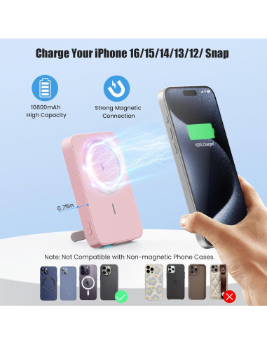 Cargador Portátil Magnético 10800mAh Inalámbrico 25W USB-C