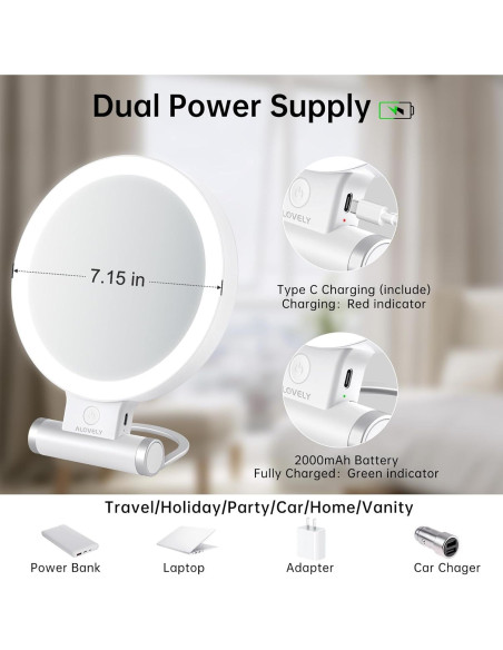 Espejo de Aumento Alovely LED 1X/10X con Luz Regulable