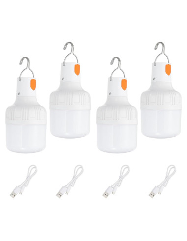 Lámpara de Camping LED PATIKIL - Paquete de 4, 60W, Blanca