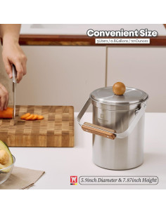 Cubo de Compostaje WAGENSTEIGER 3 Litros Acero Inoxidable Plata 2