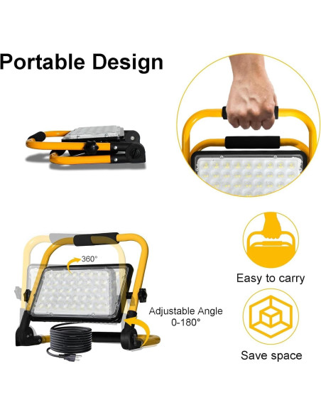 Luz de Trabajo LED 100W CREATESTAR 10000LM IP66 Portátil