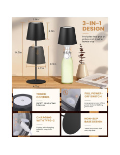 Lámpara de Mesa Inalámbrica JCHPZR 2 Paquetes LED 5000mAh 2