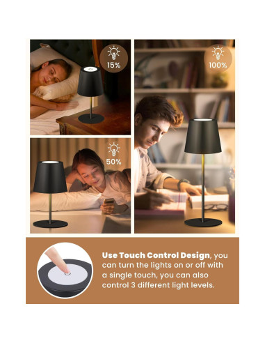 Lámpara de Mesa Inalámbrica JCHPZR 2 Paquetes LED 5000mAh