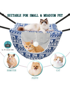 Hamaca para Gato JSPYFITS Doble Capa Ajustable Elefante Azul 2