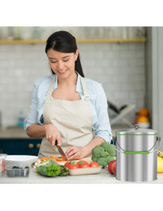 Cubo de Compostaje iTouchless 6 Litros Acero Inoxidable Ovalado 2