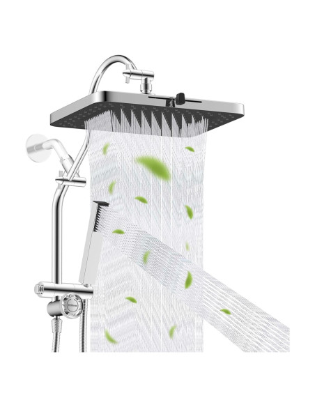 Cabezal de Ducha Hibbent 33 cm Alta Presión 5 Modos Cromo