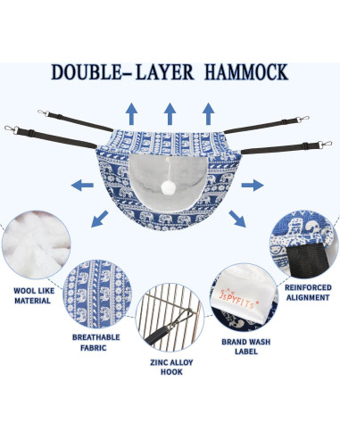 Hamaca para Gato JSPYFITS Doble Capa Ajustable Elefante Azul