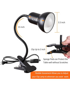 Lámpara de escritorio LED ZEAYUM con clip y cuello de ganso 38 cm 2