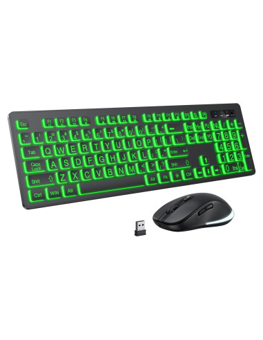 Combo Teclado y Ratón Inalámbricos KOPJIPPOM Retroiluminados