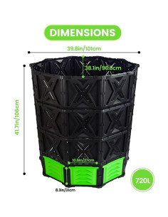 Contenedor de Compost SQUEEZE master 720L Verde Fácil Montaje 2