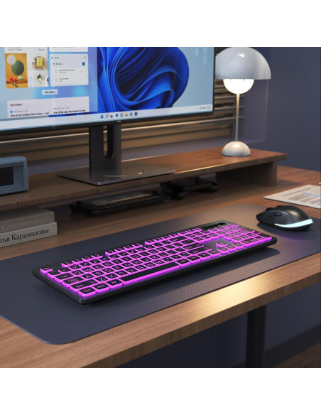 Combo Teclado y Ratón Inalámbricos KOPJIPPOM Retroiluminados