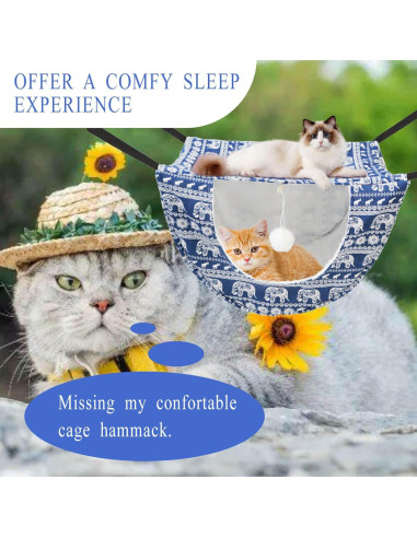 Hamaca para Gato JSPYFITS Doble Capa Ajustable Elefante Azul
