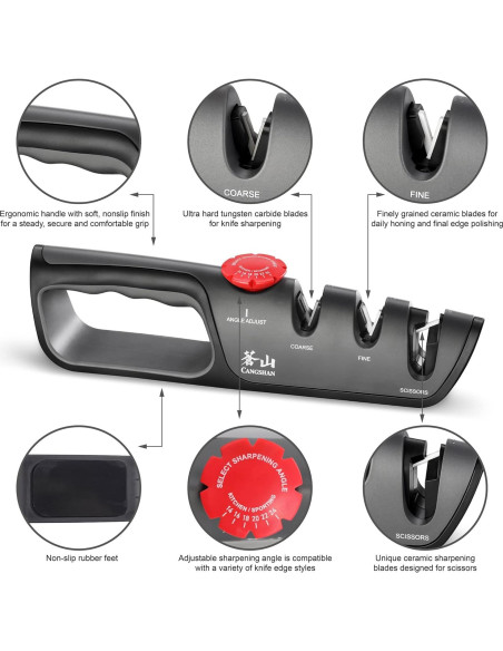 Afilador Profesional Cangshan 1026108 3 Etapas 14-24 Grados