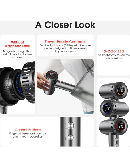 Secador de Pelo Iónico Profesional lpstea 9 Modos 1500W