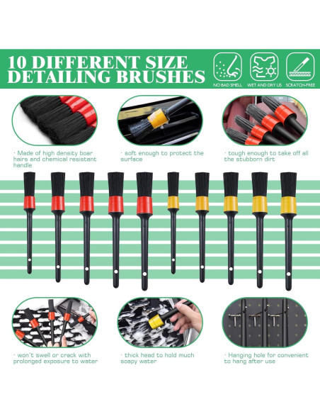 Juego de 14 Cepillos de Limpieza Yauhar para Automóviles
