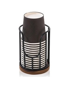 Dispensador de Vasos BUNCHBRAVO Negro con Base de Madera 3 oz