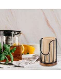 Dispensador de Vasos BUNCHBRAVO Negro con Base de Madera 3 oz 2