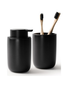 Conjunto de dispensador de jabón y soporte BosilunLife - Cerámica negra