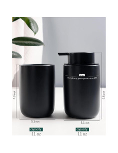 Conjunto de dispensador de jabón y soporte BosilunLife - Cerámica negra 2