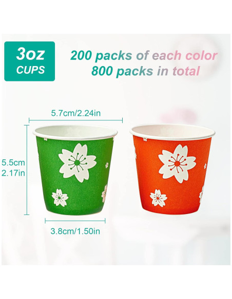 Vasos Desechables de Papel LITOPAK 800 Paquete 85 ml Coloridos