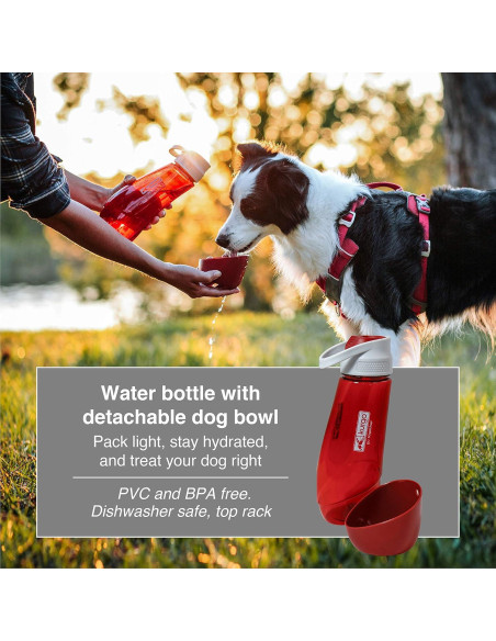 Botella de Agua Kurgo Gourd 710 ml para Perros y Tazón Desmontable