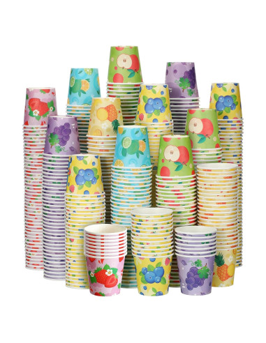 Vasos de Papel Desechables Skyley 600 Piezas 3 oz Fruta