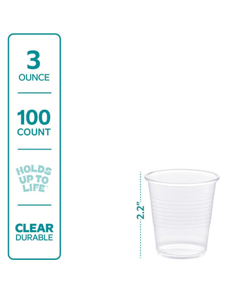 Vasos Desechables de Plástico Transparente 3 oz - 100 Unidades