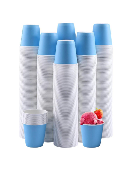 Vasos de Papel Desechables Turbo Bee 600 Unidades 3 oz Azules
