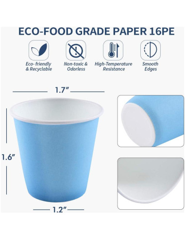 Vasos de Papel Desechables Turbo Bee 600 Unidades 3 oz Azules