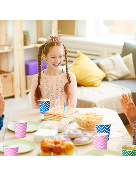 Vasos de Papel Desechables JOLLY PARTY 3oz Rayas - 300 Unidades