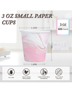 600 Vasos de Papel Desechables Huifany 3 oz Mármol para Baño 2