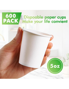 Paquete 600 Vasos de Papel 5 oz TV TOPVALUE Blancos Desechables 2