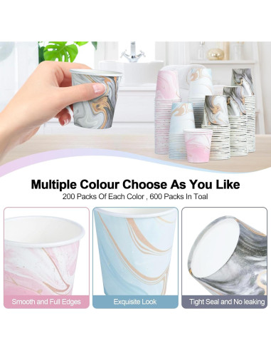 600 Vasos de Papel Desechables Huifany 3 oz Mármol para Baño