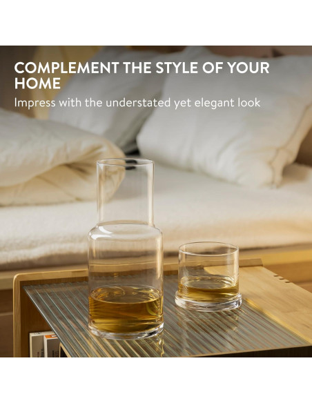 Juego de Jarra y Vaso de Vidrio Elixir 945 ml - Diseño Minimalista