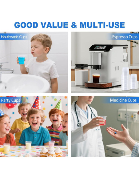 Paquete de 600 Vasos de Plástico Transparentes 3 oz SIUQ