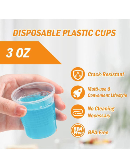 Paquete de 600 Vasos de Plástico Transparentes 3 oz SIUQ