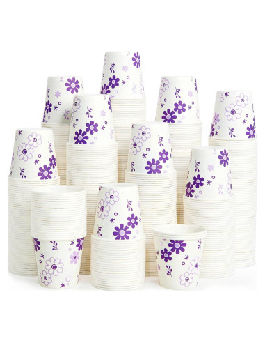 Vasos Desechables de Papel JOLLY PARTY 300 Unidades 3oz Floral Morado