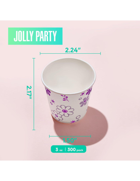 Vasos Desechables de Papel JOLLY PARTY 300 Unidades 3oz Floral Morado