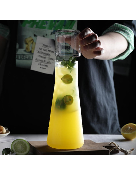 Juego de Jarra de Agua y Vaso LCORMAG 850ml Vidrio Transparente