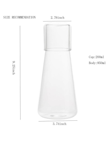 Juego de Jarra de Agua y Vaso LCORMAG 850ml Vidrio Transparente